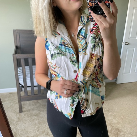 Jamaican Bay Hawaiian Sleeveless Shirt M or S - Picture 5 of 6